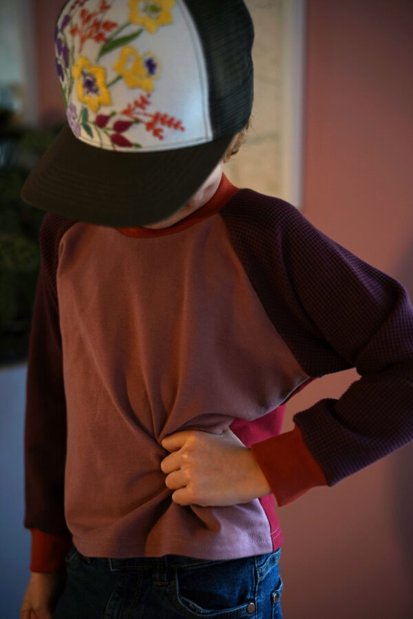 Kindersweatshirt colourblocking mauve/rosa/bordeaux